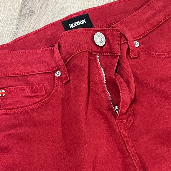 EUC Women’s US 29 HUDSON Red Distressed Cotton Stretch Staple Jeans Denim Pants - Picture 9 of 14